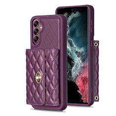 Soft Silicone Gel Leather Snap On Case Cover BF4 for Samsung Galaxy M44 5G Purple