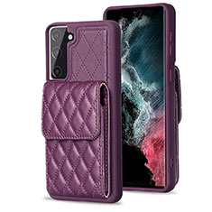Soft Silicone Gel Leather Snap On Case Cover BF4 for Samsung Galaxy S21 FE 5G Purple