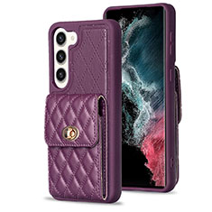 Soft Silicone Gel Leather Snap On Case Cover BF4 for Samsung Galaxy S22 5G Purple