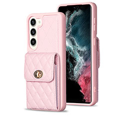 Soft Silicone Gel Leather Snap On Case Cover BF4 for Samsung Galaxy S23 Plus 5G Rose Gold