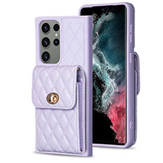 Soft Silicone Gel Leather Snap On Case Cover BF4 for Samsung Galaxy S23 Ultra 5G Clove Purple