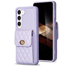 Soft Silicone Gel Leather Snap On Case Cover BF4 for Samsung Galaxy S24 5G Clove Purple