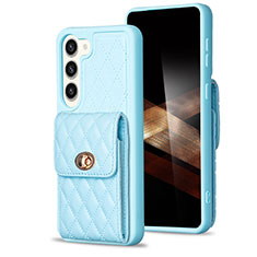 Soft Silicone Gel Leather Snap On Case Cover BF4 for Samsung Galaxy S24 Plus 5G Mint Blue