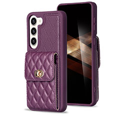 Soft Silicone Gel Leather Snap On Case Cover BF4 for Samsung Galaxy S24 Plus 5G Purple