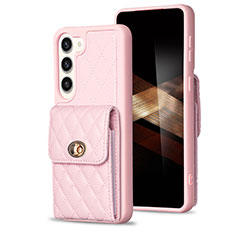Soft Silicone Gel Leather Snap On Case Cover BF4 for Samsung Galaxy S24 Plus 5G Rose Gold