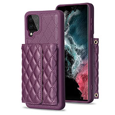 Soft Silicone Gel Leather Snap On Case Cover BF5 for Samsung Galaxy A12 Nacho Purple