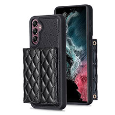 Soft Silicone Gel Leather Snap On Case Cover BF5 for Samsung Galaxy A14 5G Black