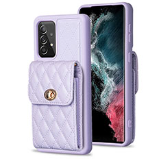 Soft Silicone Gel Leather Snap On Case Cover BF5 for Samsung Galaxy A52 5G Clove Purple