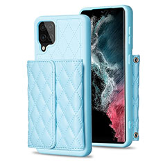 Soft Silicone Gel Leather Snap On Case Cover BF5 for Samsung Galaxy M12 Sky Blue