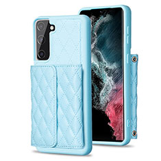 Soft Silicone Gel Leather Snap On Case Cover BF5 for Samsung Galaxy S21 FE 5G Sky Blue