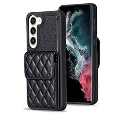 Soft Silicone Gel Leather Snap On Case Cover BF5 for Samsung Galaxy S22 5G Black