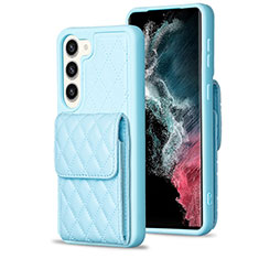 Soft Silicone Gel Leather Snap On Case Cover BF5 for Samsung Galaxy S22 5G Mint Blue