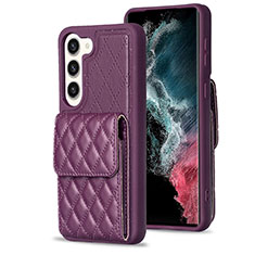 Soft Silicone Gel Leather Snap On Case Cover BF5 for Samsung Galaxy S22 Plus 5G Purple