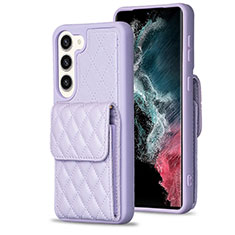Soft Silicone Gel Leather Snap On Case Cover BF5 for Samsung Galaxy S23 5G Clove Purple