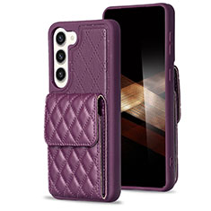 Soft Silicone Gel Leather Snap On Case Cover BF5 for Samsung Galaxy S24 5G Purple