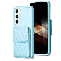 Soft Silicone Gel Leather Snap On Case Cover BF5 for Samsung Galaxy S24 Plus 5G Mint Blue