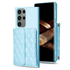 Soft Silicone Gel Leather Snap On Case Cover BF5 for Samsung Galaxy S24 Ultra 5G Mint Blue