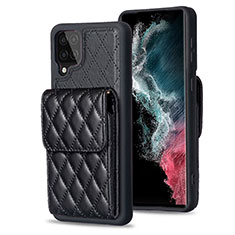 Soft Silicone Gel Leather Snap On Case Cover BF6 for Samsung Galaxy A12 Black