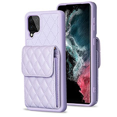 Soft Silicone Gel Leather Snap On Case Cover BF6 for Samsung Galaxy A12 Clove Purple