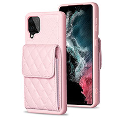 Soft Silicone Gel Leather Snap On Case Cover BF6 for Samsung Galaxy A12 Nacho Rose Gold