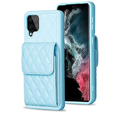 Soft Silicone Gel Leather Snap On Case Cover BF6 for Samsung Galaxy A12 Nacho Sky Blue