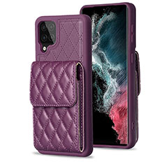 Soft Silicone Gel Leather Snap On Case Cover BF6 for Samsung Galaxy A12 Purple