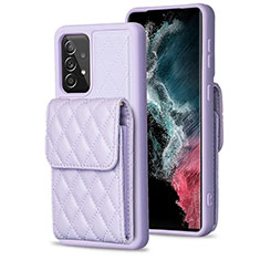 Soft Silicone Gel Leather Snap On Case Cover BF6 for Samsung Galaxy A52 5G Clove Purple