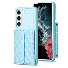 Soft Silicone Gel Leather Snap On Case Cover BF6 for Samsung Galaxy S22 Plus 5G Mint Blue