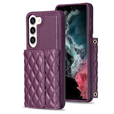 Soft Silicone Gel Leather Snap On Case Cover BF6 for Samsung Galaxy S23 5G Purple