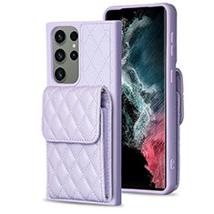 Soft Silicone Gel Leather Snap On Case Cover BF6 for Samsung Galaxy S23 Ultra 5G Clove Purple