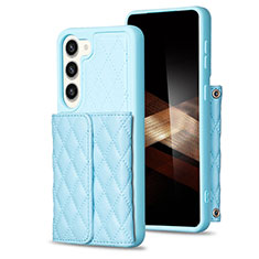 Soft Silicone Gel Leather Snap On Case Cover BF6 for Samsung Galaxy S24 5G Mint Blue