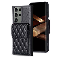 Soft Silicone Gel Leather Snap On Case Cover BF6 for Samsung Galaxy S24 Ultra 5G Black