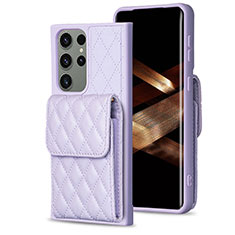 Soft Silicone Gel Leather Snap On Case Cover BF6 for Samsung Galaxy S24 Ultra 5G Clove Purple