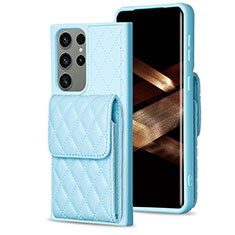 Soft Silicone Gel Leather Snap On Case Cover BF6 for Samsung Galaxy S24 Ultra 5G Mint Blue