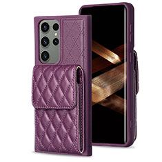 Soft Silicone Gel Leather Snap On Case Cover BF6 for Samsung Galaxy S24 Ultra 5G Purple