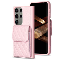 Soft Silicone Gel Leather Snap On Case Cover BF6 for Samsung Galaxy S24 Ultra 5G Rose Gold