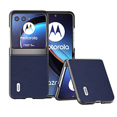 Soft Silicone Gel Leather Snap On Case Cover BH3 for Motorola Moto Razr 40 Ultra 5G Blue