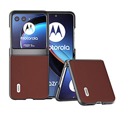 Soft Silicone Gel Leather Snap On Case Cover BH5 for Motorola Moto Razr 40 Ultra 5G Brown