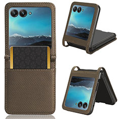 Soft Silicone Gel Leather Snap On Case Cover BY6 for Motorola Moto Razr 40 Ultra 5G Brown