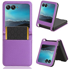 Soft Silicone Gel Leather Snap On Case Cover BY6 for Motorola Moto Razr 40 Ultra 5G Purple