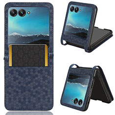 Soft Silicone Gel Leather Snap On Case Cover CX2 for Motorola Moto Razr 40 Ultra 5G Blue