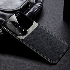 Soft Silicone Gel Leather Snap On Case Cover FL1 for Huawei P50 Pro Black