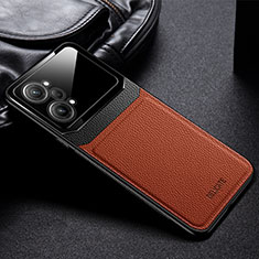 Soft Silicone Gel Leather Snap On Case Cover FL1 for Oppo K10 Pro 5G Brown