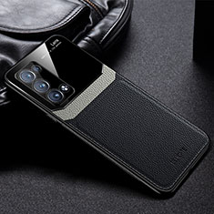 Soft Silicone Gel Leather Snap On Case Cover FL1 for Oppo Reno6 Pro 5G Black