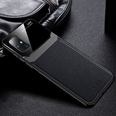 Soft Silicone Gel Leather Snap On Case Cover FL1 for Samsung Galaxy A51 4G Black