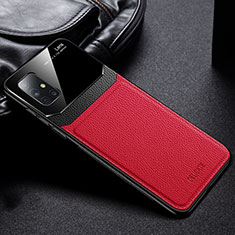 Soft Silicone Gel Leather Snap On Case Cover FL1 for Samsung Galaxy A51 4G Red