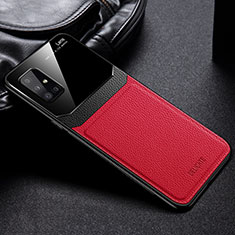 Soft Silicone Gel Leather Snap On Case Cover FL1 for Samsung Galaxy M31s Red