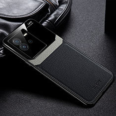 Soft Silicone Gel Leather Snap On Case Cover FL1 for Vivo iQOO Neo6 5G Black