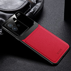 Soft Silicone Gel Leather Snap On Case Cover FL1 for Vivo iQOO Neo6 SE 5G Red