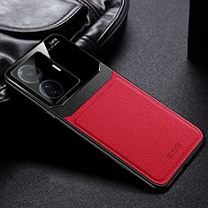 Soft Silicone Gel Leather Snap On Case Cover FL1 for Vivo T1 5G Red